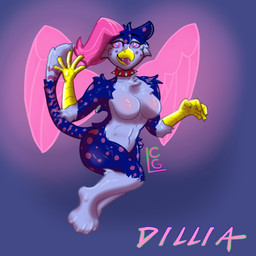 anthro blep blue_body blue_eyes cheek_tuft collar collar_only cute_fangs eyeliner facial_tuft fake_wings fangs female floating fur gesture glistening glistening_eyes hair light makeup markings multicolored_body multicolored_fur nude nude_anthro nude_female pink_hair pink_wings small_waist solo spiked_collar spikes spots spotted_markings tail teeth tongue tongue_out tuft wave waving waving_at_viewer wings cheetahgryphone mythology dillia_(cheetahgryphone) avian cheetah fantasy_creature felid feline gryphon mammal mythological_avian mythological_creature 1:1 hi_res lighting shaded