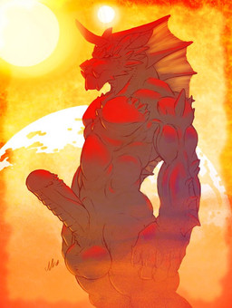 anthro athletic balls biceps big_balls big_penis biped chest_spike empty_eyes erection facial_spikes fangs frill_(anatomy) frill_spines genitals grey_body head_crest head_frill horn leaning leaning_backward light male membrane_(anatomy) membranous_frill muscular muscular_anthro nude pecs penile_spines penis planet pose presenting red_sclera ribbed_penis scales solo space spikes spikes_(anatomy) standing stare sun sunlight teeth tusks gideon european_mythology mythology dragon mythological_creature mythological_scalie scalie western_dragon wingless_dragon digital_media_(artwork) orange_theme warm_colors