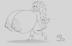 anthro big_breasts big_butt big_nipples breasts butt claws clothed clothing female fungus huge_breasts hyper hyper_breasts mushroom nipples partially_clothed solo spiral_eyes substance_intoxication schwoo nintendo pokemon sandpancake generation_1_pokemon pokemon_(species) sandslash monochrome sketch