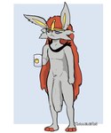 anthro big_penis container cup genitals grey_body hair humanoid_genitalia humanoid_penis male penis red_hair solo bullelewds nintendo pokemon hazby_o'neil cinderace generation_8_pokemon pokemon_(species) 5:6 absurd_res hi_res