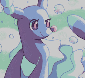 black_eyes blue_body blue_skin bubble female feral looking_away pink_nose pink_pupils pupils sea solo water 0503090_(artist) nintendo pokemon aquatic brionne generation_7_pokemon mammal pinniped pokemon_(species) 2016 aliasing digital_media_(artwork)