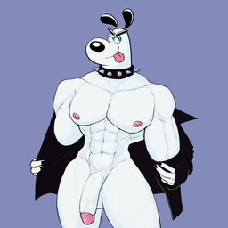 abs anthro big_penis bottomless bottomless_anthro bottomless_male clothed clothing collar exposed_chest genitals huge_penis humanoid_genitalia humanoid_penis jacket leather leather_clothing leather_jacket leather_topwear male muscular muscular_anthro muscular_male open_clothing open_jacket open_topwear pecs penis solo studded_collar studs tongue tongue_out topwear eebahdeebah nickelodeon t.u.f.f._puppy dudley_puppy canid canine canis domestic_dog mammal 1:1 digital_media_(artwork) hi_res