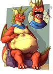 abdominal_bulge anthro burping burping_up_feather male oral_vore overweight overweight_male solo tail uvula vore chopangigante mythology blitzit_(character) dragon mythological_creature mythological_scalie scalie hi_res