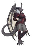 anthro armor female hands_on_hips smug_face solo tail wings hattonslayden mythology beelzebub_(jasonvuk666) dragon mythological_creature mythological_scalie scalie