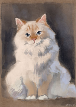 ambiguous_gender feral fluffy fur grey_eyes pink_nose sitting solo tan_body tan_fur whiskers white_body white_fur alexpahomov domestic_cat felid feline felis mammal 2020 digital_media_(artwork) digital_painting_(artwork) digital_watercolor_(artwork) hi_res painting_(artwork) watercolor_(artwork)