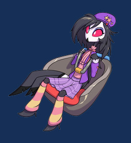 adolescent anthro biped black_body black_feathers black_hair blue_clothing blue_hat blue_headwear blue_jacket blue_topwear bottomwear clothed clothing feathers female hair hat headgear headwear jacket leg_warmers legwear long_hair red_sclera skirt solo tail tail_feathers topwear white_eyes young young_anthro young_female minum hellaverse helluva_boss octavia_(helluva_boss) avian bird demon owl owl_demon 2025 absurd_res alpha_channel hi_res
