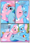 2012 absurd_res aloe_(mlp) blue_body blue_feathers blue_fur blue_hair blush comic cutie_mark dialogue earth_pony english_text equid equine feathered_wings feathers female female/female feral french_kissing friendship_is_magic fur hair hasbro hi_res horse indirect_incest_(lore) kissing lotus_(mlp) mammal multicolored_hair my_little_pony mythological_creature mythological_equine mythology pegasus pink_hair pony pyruvate quadruped rainbow_dash_(mlp) rainbow_hair sex sibling_(lore) spa tail text wings