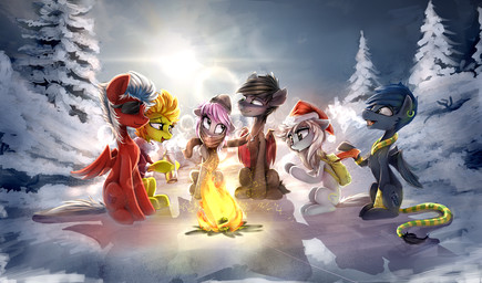 black_hair blue_hair day detailed_background feathered_wings feathers female feral fire group hair male outside pink_hair red_body red_feathers sky snow sun wings yellow_eyes ramiras friendship_is_magic hasbro my_little_pony mythology fan_character spitfire_(mlp) wonderbolts_(mlp) bat_pony equid equine mammal mythological_creature mythological_equine pegasus digital_media_(artwork)