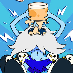 ambiguous_gender bottomwear clothed clothing crown dessert eating eating_food emaciated feral food gem group hair headgear ice_cream male open_mouth sharp_teeth simple_background teeth toony topwear discount-supervillain adventure_time cartoon_network gunter_(adventure_time) ice_king avian bird human mammal penguin animated digital_media_(artwork)