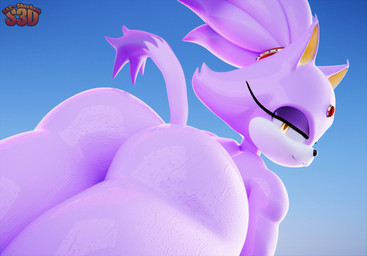 anthro big_butt bodily_fluids butt eyelashes female forehead_gem gem looking_at_viewer nude smile smiling_at_viewer smirk smirking_at_viewer solo sweat sweaty_butt tail shachath3d sega sonic_the_hedgehog_(series) blaze_the_cat felid mammal 3d_(artwork) absurd_res digital_media_(artwork) hi_res