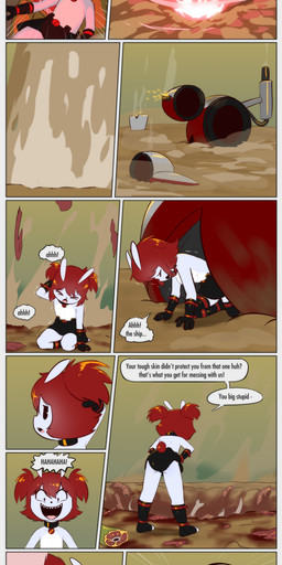 3_toes 4_fingers antennae_(anatomy) anthro blood blood_splatter bodily_fluids bone bottomwear breasts carried clothed clothing collar confusion death duo dust dust_cloud evil_grin explosion fail failure feet female fingers flat_chested fleeing gore happy holding_object horn humor mutilation natural_breasts naturally_censored naturally_censored_breasts onomatopoeia panties plant pupils ranged_weapon raygun running scared sharp_teeth skimpy skirt slit_pupils smile smoke smug sound_effects spines teeth text threatening_with_weapon toes topless topless_female underwear upskirt weapon wince e254e unnamed_character alien dinosaur monster prehistoric_species reptile scalie absurd_res english_text hi_res smaller_version_at_source