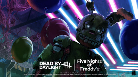 anthro balloon black_nose copyright_symbol glowing glowing_eyes inflatable machine male solo symbol teeth text wire yellow_body unknown_artist dead_by_daylight five_nights_at_freddy's five_nights_at_freddy's_3 scottgames springtrap_(fnaf) animatronic lagomorph leporid mammal rabbit robot 2025 absurd_res digital_media_(artwork) english_text hi_res official_art widescreen