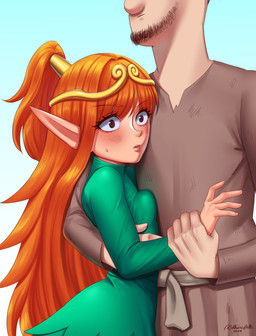 5_fingers bangs beard belt bent_arm black_beard black_facial_hair blue_background blush blush_lines breast_squish breasts brown_clothing brown_eyes brown_shirt brown_topwear brown_tunic circlet clothed clothed_female clothed_human clothed_humanoid clothed_male clothing dress duo eyebrow_through_hair eyebrows eyelashes eyelashes_through_hair facial_hair female female_humanoid fingers gold_hair_ring gradient_background green_clothing green_dress grey_belt hair holding_wrist hug hugging_another humanoid_pointy_ears larger_human larger_male light lips long_ears long_hair male male/female male_human mouth_closed open_mouth orange_hair pointy_ears pointy_nose ponytail shirt simple_background size_difference small_breasts smaller_female smaller_humanoid squish standing tan_body tan_lips tan_skin text topwear torn_tunic translucent translucent_hair tunic rhieebelle elf_comic one-punch_man one_(manga) elf_(merrivius) human_(merrivius) elf human humanoid mammal 2024 absurd_res artist_name colored dated english_description english_text hi_res lighting redraw shaded