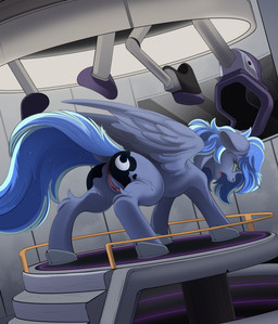 anus blue_body blue_eyes blue_hair butt clitoris cutie_mark drone dronification female feral genitals hair humanoid_genitalia humanoid_genitalia_on_feral humanoid_vulva humanoid_vulva_on_feral laboratory looking_down nude open_mouth restrained solo transformation vulva conrie friendship_is_magic hasbro my_little_pony princess_luna_(mlp) equid equine horse mammal pony absurd_res hi_res