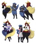 3_toes 4_fingers 5_fingers anthro arm_around_partner big_breasts big_butt black_bikini_top black_body black_clothing black_eyes black_fur black_sclera black_shirt black_topwear blood blue_body blue_bottomwear blue_clothing blue_fur blue_hair blue_shorts blush bodily_fluids bottomless bottomless_male bottomwear breasts butt chest_tuft clothed clothing cuddling dressing duo eye_through_hair eyebrow_through_hair eyebrows featureless_crotch feet female fingers fluffy fluffy_tail fur grey_bottomwear grey_clothing grey_shirt grey_shorts grey_topwear hair hand_behind_head hotpants huge_breasts huge_hips huge_thighs looking_back male male/female multicolored_body multicolored_fur multiple_poses navel nervous nervous_smile nosebleed open_mouth pink_clothing pink_shirt pink_topwear pose purple_clothing purple_shirt purple_topwear rear_view red_bottomwear red_clothing red_hair red_shorts shirt shorts simple_background simple_eyes sleeping standing sweat tail tail_motion tailwag thick_thighs toes topwear translucent translucent_hair tripping tuft two_tone_body two_tone_fur white_background white_body white_bottomwear white_clothing white_fur white_shorts white_topwear wide_hips yellow_body yellow_eyes yellow_fur dewwydarts nintendo pokemon dart_(dewwydarts) maddie_(dewwydarts) braixen generation_4_pokemon generation_6_pokemon pokemon_(species) riolu 2021 hi_res