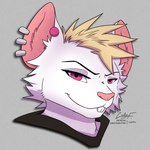 blonde_hair clothing ear_piercing hair hoodie piercing pink_eyes topwear codyf0xx rickymouse mammal mouse murid murine rodent 1:1 bust_portrait hi_res portrait