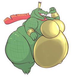 3_toes 4_fingers anthro bedroom_eyes belly big_belly big_breasts biped bottom_heavy bracelet breasts claws crossgender crown fangs feet female finger_claws fingers gem gesture gold_(metal) gold_bracelet gold_jewelry green_body green_scales hand_gesture headgear huge_belly huge_breasts huge_hips huge_thighs hyper hyper_belly jewelry looking_at_viewer morbidly_obese morbidly_obese_anthro morbidly_obese_female mtf_crossgender narrowed_eyes navel non-mammal_breasts obese obese_anthro obese_female open_mouth open_smile outie_navel overweight overweight_anthro overweight_female plantigrade pointing pointing_at_self royalty scales seductive sharp_teeth side_view simple_background smile snout solo standing teeth thick_thighs toe_claws toes tongue white_background white_claws wide_hips kelpu_(artist) donkey_kong_(series) nintendo king_k._rool crocodile crocodilian kremling reptile scalie 2020 digital_media_(artwork) full-length_portrait hi_res portrait