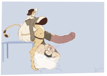 anthro anthro_on_anthro backwards_baseball_cap backwards_hat balls baseball_cap big_balls big_breasts big_penis bikini bodily_fluids bra breasts butt clothing cock_vore condom cum cum_vore digestion duo female fur furniture genital_fluids genitals gynomorph hair hat headgear headwear hoodie huge_penis humanoid_genitalia humanoid_penis hyper hyper_genitalia hyper_penis imminent_death intersex intersex/female markings multicolored_body multicolored_fur penile penis pink_eyes predator/prey pubes screaming sexual_barrier_device side_boob spots spotted_body spotted_fur swimwear table tail thick_thighs tomboy topwear two-piece_swimsuit underwear unwilling_prey vore white_hair wide_hips yellow_body yellow_fur chowwichowwi alex_(itsnafulol) cheetah domestic_cat felid feline felis haplorhine mammal monkey primate absurd_res hi_res