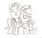 badge cutie_mark duo eyewear female feral glasses hug wings dtcx97 friendship_is_magic girl_scout hasbro my_little_pony mythology ginger_snap_(mlp) zippoorwhill_(mlp) earth_pony equid equine horse mammal mythological_creature mythological_equine pegasus pony hi_res monochrome