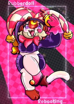 anthro bell bodysuit bomb checkered checkered_background checkered_clothing clothing explosives female fool's_hat glistening glistening_body gloves handwear hat headgear headwear jester latex latex_clothing latex_skinsuit makeup pattern_background pattern_clothing simple_background skinsuit solo tight_clothing conditional_dnp tuvandalist bloons_tower_defense ninja_kiwi gwendolin_(bloons) harlegwen haplorhine mammal monkey primate hi_res shaded