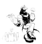 absurd_res anthro balancing_object black_and_white bow_(feature) bow_in_front bow_tie classy clothed clothing digital_drawing_(artwork) digital_media_(artwork) dress_shoes gloves handwear hi_res male mammal monochrome monster multi_eye muscular muscular_male reptile restaurant scalie scp-682 scp-682-b scp_foundation solo styx_nacht_ii suit the-hydroxian thick_fur topwear vest waiter waiter_tray