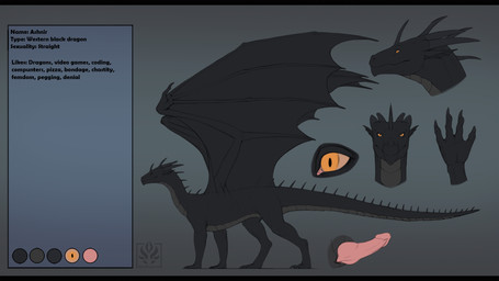 4_fingers animal_genitalia black_body black_claws black_horn claws countershade_neck countershade_scales countershade_tail countershade_torso countershading digitigrade dorsal_ridge ear_fins erection feet feral fin finger_claws fingers genital_slit genitals glans grey_background grey_body grey_scales horn knot knotted_penis logo looking_at_viewer male membrane_(anatomy) membranous_wings mouth_closed multicolored_body multicolored_scales penis pink_penis pupils quadruped scales side_view simple_background slit_pupils smooth_horn snout snout_from_the_front solo spread_wings standing stated_sexuality straight_horn tail tailbutt tapering_tail text text_box toe_claws toes two_tone_body two_tone_scales ventral_scales wings yellow_eyes jadedragoness european_mythology mythology ashnir dragon mythological_creature mythological_scalie scalie western_dragon winged_dragon 16:9 2021 artist_logo artist_name character_name digital_media_(artwork) digital_painting_(artwork) english_text flat_colors hi_res painting_(artwork) widescreen