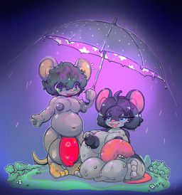 3_toes afro anthro balls big_balls big_breasts big_eyes big_nipples big_penis black_hair blue_eyeliner blue_eyes breasts casual_nudity dripping dripping_wet duo eyelashes eyeliner feet flaccid fur genitals green_hair grey_body grey_nipples gynomorph hair holding_object holding_umbrella huge_balls huge_breasts huge_nipples huge_penis hyper hyper_balls hyper_genitalia hyper_nipples intersex long_nipples makeup male mouse_ears mouse_tail nipples nubbed_penis outside overweight paws penis pink_ears pink_nose pink_penis pink_tail raining red_penis shortstack slightly_chubby small_but_hung smile tail tan_body tan_ears tan_skin tan_tail toes umbrella wet white_body white_fur namu_(artist) lemonfaace nimmy_lilith_(lilithdog) nimmy hi_res