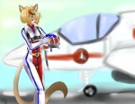 aircraft airplane anthro armor clothing cosplay female headgear helmet jet pilot solo suit tail uniform vehicle young young_anthro young_female lieutenantrejection macross macross_saga robotech isra_malai_(gingerm) rick_hunter domestic_cat felid feline felis mammal siamese