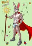 anthro biped briefs bulge cape clothing conejo detailed_bulge egg footwear genital_outline holidays male muscular muscular_male pascua penis_outline shoes solo underwear rockeythelombax easter lagomorph leporid mammal rabbit absurd_res hi_res