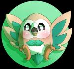 ambiguous_gender blush feral open_mouth simple_background solo freeze-pop88 nintendo pokemon avian bird generation_7_pokemon pokemon_(species) rowlet 2016 alpha_channel