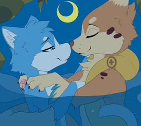anthro anthro_on_anthro arm_markings blue_body blue_ears blue_eyes blue_fur blue_hair blue_sky blue_tail brown_nose bubble crescent_moon duo eyes_closed face_to_face female female_anthro fur gloves_(marking) hair hand_markings head_markings inner_ear_fluff interspecies looking_at_another looking_at_partner male male/female male_anthro markings moon mouth_closed multicolored_body multicolored_fur narrowed_eyes night nose_to_nose nude nude_anthro nude_female nude_male orange_body orange_fur outside partially_submerged rock sky smile smiling_at_another smiling_at_partner snout tail tail_around_partner tan_body tan_fur tuft two_tone_body two_tone_fur water white_body white_fur white_inner_ear white_inner_ear_fluff white_markings white_nose brentms80 meraence fertile_lands nintendo pokemon coral_(darkmirage) quetzalli_(darkmirage) assimilative_feline felid feline floatzel generation_4_pokemon mammal pokemon_(species) 2023 artist_collaboration digital_drawing_(artwork) digital_media_(artwork) hi_res