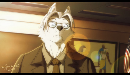 american_flag anthro black_bars blue_eyes classroom clothed clothing eyewear fur glasses group hair male necktie school suit trio united_states_of_america white_body white_fur white_hair xxsparcoxx egyptian_mythology middle_eastern_mythology mythology kraven_hunter sekhmet sekhmet_(xxsparcoxx) wepwawet wepwawet_(xxsparcoxx) canid canine canis deity felid lion mammal pantherine wolf 2023 digital_media_(artwork) hi_res letterbox