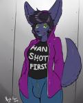 2014 anthro black_nose blue_lips breasts bulge canine clothed clothing dickgirl dog fur green_eyes hoodie husky intersex looking_at_viewer mammal nightfaux purple_fur solo wolf
Rating: Safe
Score: 5
User: Finchmaster
Date: February 14, 2014