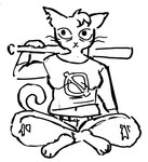 3_toes anthro barefoot baseball_bat bat_(object) bent_arm bent_legs black_eyes bottomwear breasts button_(fastener) clothed clothed_anthro clothed_female clothing crossed_legs feet female female_anthro front_view fur hair handpaw holding_baseball_bat long_tail navel notched_ear pants paws shirt short_hair simple_background sitting slightly_chubby slightly_chubby_anthro slightly_chubby_female solo tail tired_eyes toes topwear torn_bottomwear torn_clothing torn_pants whiskers white_background white_body white_fur flockdog night_in_the_woods mae_borowski domestic_cat felid feline felis mammal 2024 black_and_white digital_drawing_(artwork) digital_media_(artwork) monochrome sketch