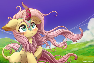 alternate_species blush cloud cloven_hooves female feral grass hair hooves long_hair pink_hair plant sky smile solo tail tail_tuft teal_eyes tuft wind symbianl asian_mythology chinese_mythology east_asian_mythology friendship_is_magic hasbro my_little_pony mythology fluttershy_(mlp) dragon kirin mythological_creature mythological_scalie scalie 2020 3:2 digital_media_(artwork) hi_res