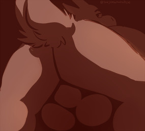 anthro backsack balls big_balls butt genitals looking_at_viewer looking_back looking_back_at_viewer male perineum rear_view shadow solo tail joebluefox ambiguous_species