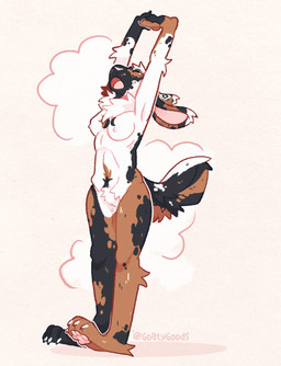 anatomically_inaccurate anatomically_inaccurate_pawpads anthro black_body black_fur bodily_fluids breasts brown_body brown_fur calico_pattern claws female fur genitals mottled mottled_body mottled_fur multicolored_body multicolored_fur neck_tuft nipples noohm nude open_mouth pawpads paws raised_arms simple_background solo stretching tail tears toe_claws tuft vulva white_body white_fur yawn yeenngoat naahm hare lagomorph leporid mammal rabbit absurd_res hi_res signature