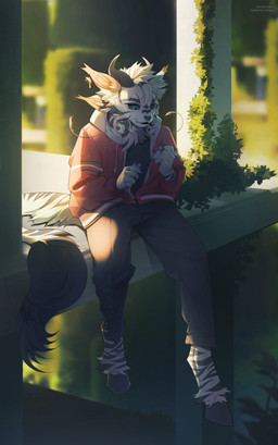 anthro biped bottomwear claws clothed clothed_anthro clothed_male clothing fingers front_view fully_clothed fully_clothed_anthro fully_clothed_male fur hair hooves horn male outside piercing smile solo tail teeth topwear unknowhiter mythology dragon mythological_creature mythological_scalie scalie 2026 absurd_res digital_drawing_(artwork) digital_media_(artwork) hi_res