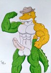 abs anthro balls barazoku biceps big_balls big_muscles big_pecs candy clothing dessert erection flexing flexing_bicep food genitals green_body gummy_(food) hat hat_only headgear headgear_only headwear headwear_only humanoid_genitalia humanoid_penis male manly markers mostly_nude multicolored_body muscular muscular_anthro muscular_arms muscular_male muscular_thighs non-mammal_balls nude pecs penis scales simple_background solo standing tail thick_penis topwear two_tone_body vein veiny_penis white_background white_body yellow_body dashthefox glitch_productions the_amazing_digital_circus gummigoo_(tadc) alligator alligatorid crocodile crocodilian food_creature gummy_creature living_candy reptile scalie 2024 absurd_res hi_res traditional_media_(artwork)