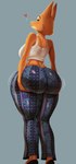 anthro arm_tuft big_breasts big_butt biped blep bottomwear breasts butt clothed clothing crop_top eyebrow_piercing eyebrows eyelashes facial_piercing female flare_pants footwear fur glistening glistening_bottomwear glistening_clothing glistening_pants green_eyes holding_butt huge_butt looking_at_viewer looking_back orange_body orange_fur pants pattern_bottomwear pattern_clothing pattern_pants piercing pupils shirt shoulder_tuft side_boob smile solo thick_thighs tight_bottomwear tight_clothing tight_pants tongue tongue_out topwear tuft huwon dreamworks forbidden_pants the_bad_guys diane_foxington canid canine fox mammal 2025 absurd_res hi_res