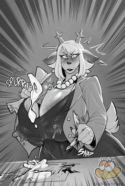 2_horns 5_fingers anthro antlers areola areola_slip autotitfuck autotitfuck_under_clothes belly big_areola big_breasts biped black_text blush blush_lines blushing_profusely bodily_fluids breaking breaking_pen breast_play breasts bulging_breasts button_(fastener) claws clothed clothed_anthro clothed_gynomorph clothing cum curved_eyebrows desk digit_ring dress ears_aside eyebrow_through_hair eyebrows eyelashes finger_claws fingers flustered furniture gem genital_fluids genitals glistening glistening_breasts glistening_claws glistening_eyes gynomorph hair holding_object holding_paper holding_pen horn huge_areola huge_breasts humanoid_hands ink intersex iris jacket jewelry lactating lactating_through_clothing lips logo long_eyelashes looking_at_viewer masturbation mature_anthro mature_gynomorph mature_intersex medium_hair motion_lines necklace onomatopoeia open_clothing open_jacket open_topwear paper pearl_(gem) pearl_necklace pen penile penile_masturbation penis radial_speed_lines ring skimpy slightly_chubby slightly_chubby_anthro slightly_chubby_gynomorph slightly_chubby_intersex small_iris snout solo sound_effects speed_lines splurt standing table tail text three-quarter_view topwear translucent translucent_hair vein wedding_ring wet wet_clothing eight_strokes deltarune undertale_(series) carol_holiday deer mammal new_world_deer reindeer 2025 artist_logo artist_name digital_drawing_(artwork) digital_media_(artwork) greyscale monochrome