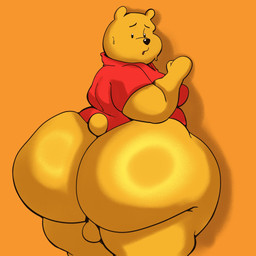 anthro backsack balls big_butt black_nose bodily_fluids bottomless bottomless_anthro bottomless_male butt clothed clothing fur genitals looking_back male open_mouth rear_view red_clothing red_shirt red_topwear shirt shirt_only simple_background small_tail solo sweat sweatdrop tail thick_thighs topwear topwear_only yellow_background yellow_body yellow_fur witdrawsloods disney winnie_the_pooh_(franchise) pooh_bear bear mammal 1:1 2025 digital_drawing_(artwork) digital_media_(artwork) english_description hi_res procreate_(artwork)