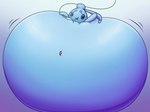 air_inflation ambiguous_gender belly belly_expansion belly_squish big_belly black_sclera blue_background blue_body bodily_fluids body_gem expansion gem green_hose hose hose_in_mouth hose_inflation huge_belly hyper hyper_belly hyper_inflation immobile inflation motion_lines one_eye_closed red_gem red_gem_in_body simple_background solo squish sweat sweatdrop swelling white_eyes worried poipole98 nintendo pokemon generation_4_pokemon legendary_pokemon phione pokemon_(species) 2024 colored digital_media_(artwork) hi_res shaded