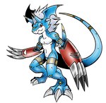 clothing evolved gloves hair handwear male solo tail el_poyomon bandai_namco digimon fakemon mythology fan_character sven_the_giramon digimon_(species) dragon flamedramon growlmon hybrid mythological_creature mythological_scalie reptile scalie absurd_res hi_res