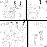 1:1 anthro antlers arm_under_breasts blush bottomwear breast_squish breasts bulge cleavage clothed clothing comic crossed_arms deer detailed_bulge dialogue duo_focus erection erection_under_clothing exclamation_point eye_through_hair female flirting fondling fully_clothed fully_clothed_female grope group hair hand_on_breast holding_breast horn lagomorph leporid male mammal monochrome offscreen_character outside pants pictographics pier pressing_breasts_together question_mark rabbit scut_tail seaside self_fondle shirt short_tail slypon speech_bubble squish standing tail topless topless_male topwear translucent translucent_hair wet wet_hair yelling yelling_from_off_screen