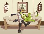 5_toes anthro anthrofied cuddling duo feet female furniture happy humanoid_feet male male/female nude plantigrade romantic romantic_couple sofa toes dentist_(artist) dreamworks kung_fu_panda master_crane master_viper avian bird black-necked_crane crane_(bird) gruiform grus_(genus) reptile scalie snake viper hi_res