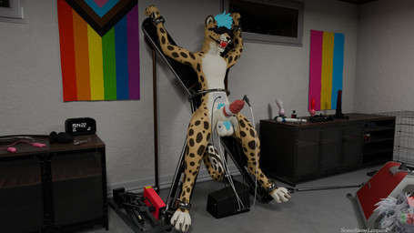 anal anal_beads anal_penetration animal_genitalia ankle_cuffs anthro ball_gag balls basement bdsm blindfold blue_hair bondage bondage_furniture bound buttplug cage chastity_cage chastity_device cuff_(restraint) dildo dog_cage egg_vibrator electrostimulation fucking_machine fur gag genitals hair hitachi_magic_wand inside knot knotted_penis lgbt_pride lube_bottle machine male nude pansexual_pride_colors pear_of_anguish penetration penis pink_penis plug_(sex_toy) pride_color_flag pride_colors progress_pride_colors questionable_consent restraints saint_andrew's_cross sex_toy sheath solo sounding_rod spots spread_eagle spreader_bar sybian tan_body tan_fur torture_device urethral urethral_penetration vibrator wand_vibrator whip wrist_cuffs yellow_body yellow_fur somesnowleopard bad_dragon hitachi kinktober kinktober_2025 cheetah felid feline mammal 16:9 3d_(artwork) 4k absurd_res blender_(artwork) blender_eevee_(artwork) digital_media_(artwork) hi_res widescreen