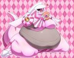 big_breasts breasts claws dessert doughnut eating eyes_closed fangs featureless_breasts female food grey_body grey_skin heart_symbol open_mouth overweight overweight_female pastry pink_body pink_skin sitting smile solo teeth tongue on_ice_(artist) nintendo pokemon generation_4_pokemon legendary_pokemon palkia pokemon_(species) digital_media_(artwork)