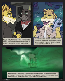alcohol anthro beverage bodily_fluids bow_tie clothed clothing container cup dialogue drinking_glass flag fog formal_clothing formal_wear fur gesture glass glass_container glass_cup group handshake lamp laugh light male mask moon moonlight musical_note musical_symbol open_mouth page_number party poster scales sea ship smile speech_bubble sweat sweatdrop symbol teeth text text_box vehicle water watercraft wine wine_glass yellow_body yellow_scales fyko_fox furmeets_latin_america ziggy_zest aquatic iguana iguanid lizard mammal pinniped reptile scalie sea_lion 4:5 absurd_res comic hi_res spanish_text translated