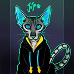 ambiguous_feral ambiguous_gender clothing cyberpunk feral fur grey_body grey_fur hairless hoodie machine neon quadruped solo synthetic topwear greaserdemon android domestic_cat felid feline felis hairless_cat mammal peterbald robot tabby_cat 1:1 male_(lore)